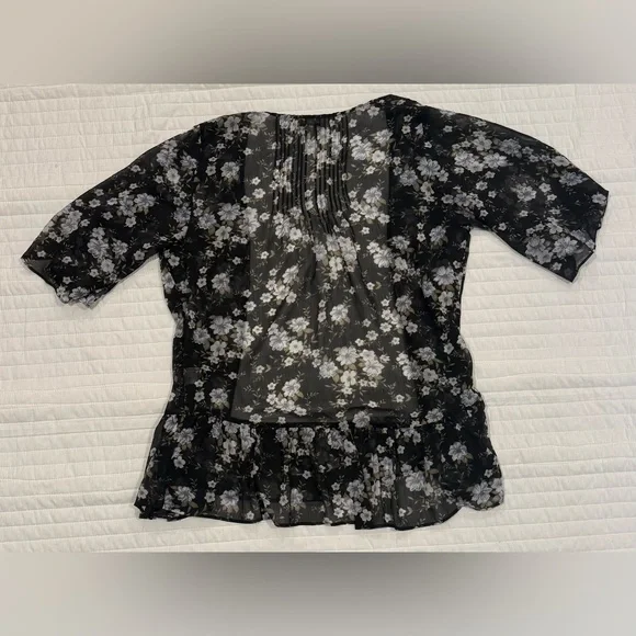 American Eagle Outfitters Black Floral Kimono Sz XS - Picture 6 of 6